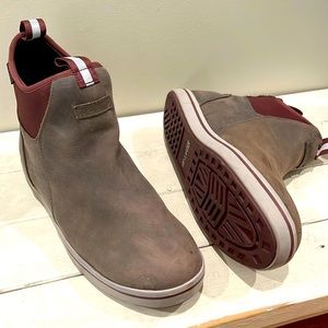 Gray leather xtratuf boots